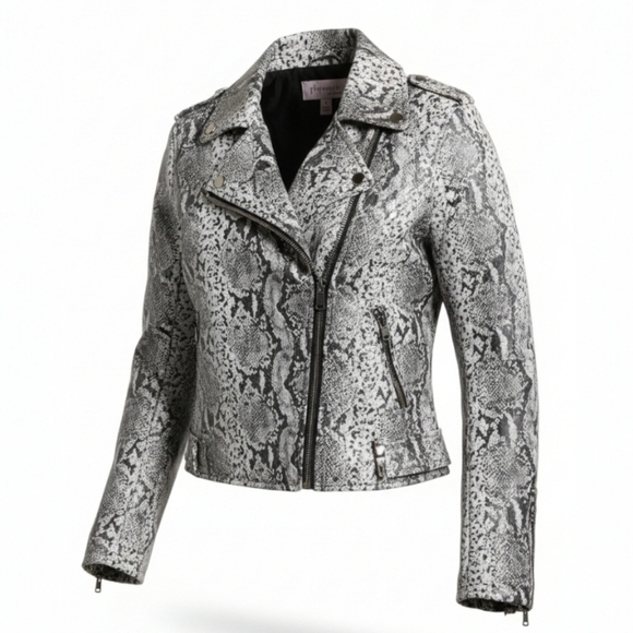 Philosophy Jackets & Blazers - Philosophy Faux Leather Snakeskin Moto Jacket Cropped Edgy Layers Womens Medium